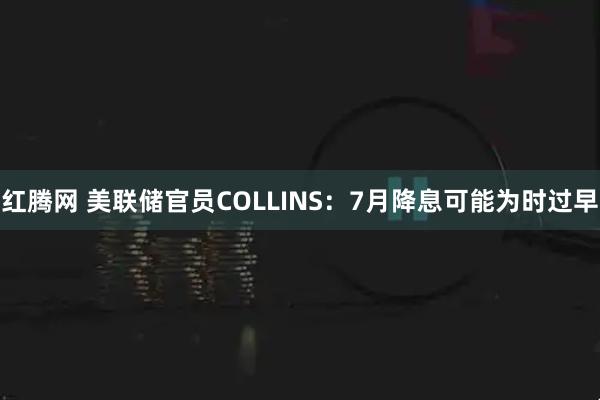 红腾网 美联储官员COLLINS：7月降息可能为时过早